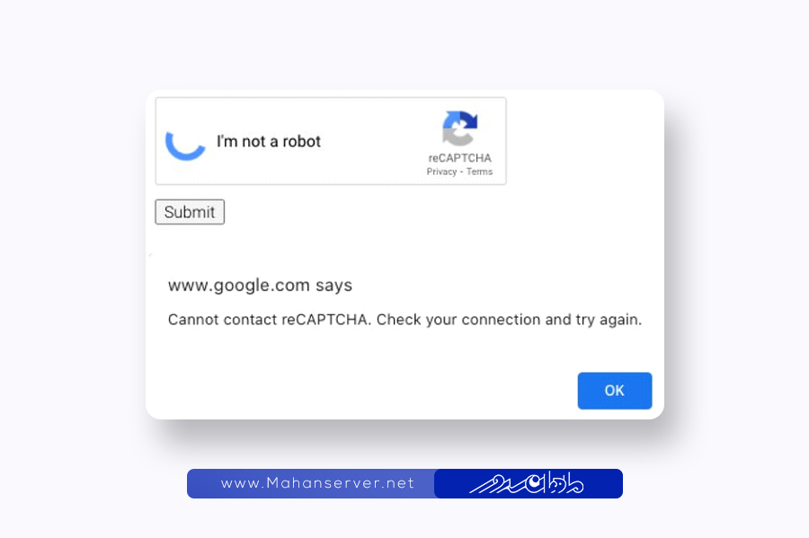 cannot contact recaptcha