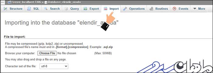 ایمپورت اطلاعات در دیتابیس سی پنل 
