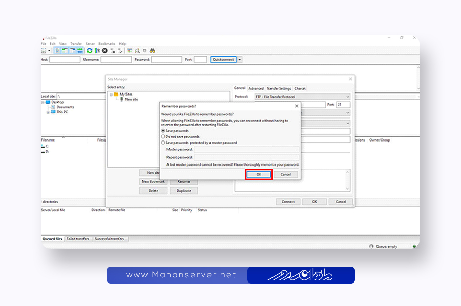 connect to ftp account using filezilla