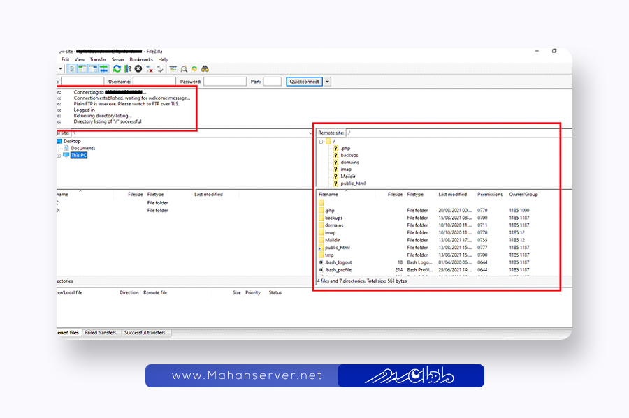 connect to ftp account using filezilla